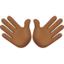 open hands: medium-dark skin tone on Apple