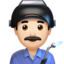 man factory worker: light skin tone on Apple