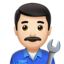 man mechanic: light skin tone on Apple