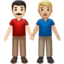 men holding hands: light skin tone, medium-light skin tone on Apple