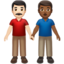 men holding hands: light skin tone, medium-dark skin tone on Apple