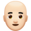 man: light skin tone, bald on Apple