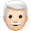 man: light skin tone, white hair on Apple