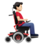 man in motorized wheelchair facing right: light skin tone on Apple