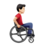 man in manual wheelchair facing right: light skin tone on Apple