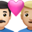 couple with heart: man, man, light skin tone, medium-light skin tone on Apple