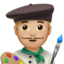 man artist: medium-light skin tone on Apple