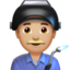man factory worker: medium-light skin tone on Apple
