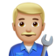 man mechanic: medium-light skin tone on Apple
