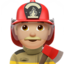 man firefighter: medium-light skin tone on Apple