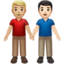 men holding hands: medium-light skin tone, light skin tone on Apple