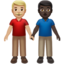 men holding hands: medium-light skin tone, dark skin tone on Apple