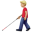 man with white cane: medium-light skin tone on Apple