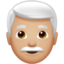man: medium-light skin tone, white hair on Apple