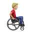 man in manual wheelchair facing right: medium-light skin tone on Apple