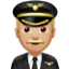 man pilot: medium-light skin tone on Apple