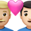 couple with heart: man, man, medium-light skin tone, light skin tone on Apple