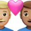 couple with heart: man, man, medium-light skin tone, medium skin tone on Apple