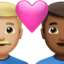 couple with heart: man, man, medium-light skin tone, medium-dark skin tone on Apple