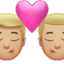 kiss: man, man, medium-light skin tone on Apple