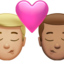 kiss: man, man, medium-light skin tone, medium skin tone on Apple