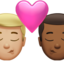 kiss: man, man, medium-light skin tone, medium-dark skin tone on Apple