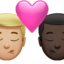 kiss: man, man, medium-light skin tone, dark skin tone on Apple