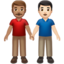men holding hands: medium skin tone, light skin tone on Apple