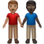 men holding hands: medium skin tone, dark skin tone on Apple