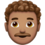 man: medium skin tone, curly hair on Apple