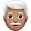 man: medium skin tone, white hair on Apple