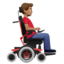 man in motorized wheelchair facing right: medium skin tone on Apple