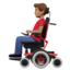 man in motorized wheelchair: medium skin tone on Apple