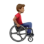 man in manual wheelchair facing right: medium skin tone on Apple