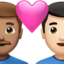 couple with heart: man, man, medium skin tone, light skin tone on Apple