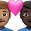 couple with heart: man, man, medium skin tone, dark skin tone on Apple