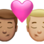 kiss: man, man, medium skin tone, medium-light skin tone on Apple