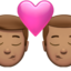 kiss: man, man, medium skin tone on Apple