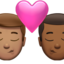 kiss: man, man, medium skin tone, medium-dark skin tone on Apple