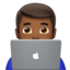 man technologist: medium-dark skin tone on Apple