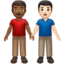 men holding hands: medium-dark skin tone, light skin tone on Apple