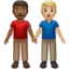 men holding hands: medium-dark skin tone, medium-light skin tone on Apple
