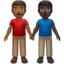 men holding hands: medium-dark skin tone, dark skin tone on Apple