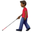 man with white cane: medium-dark skin tone on Apple