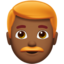man: medium-dark skin tone, red hair on Apple