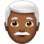 man: medium-dark skin tone, white hair on Apple