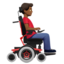 man in motorized wheelchair facing right: medium-dark skin tone on Apple
