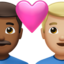 couple with heart: man, man, medium-dark skin tone, medium-light skin tone on Apple