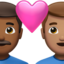 couple with heart: man, man, medium-dark skin tone, medium skin tone on Apple