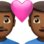 couple with heart: man, man, medium-dark skin tone on Apple